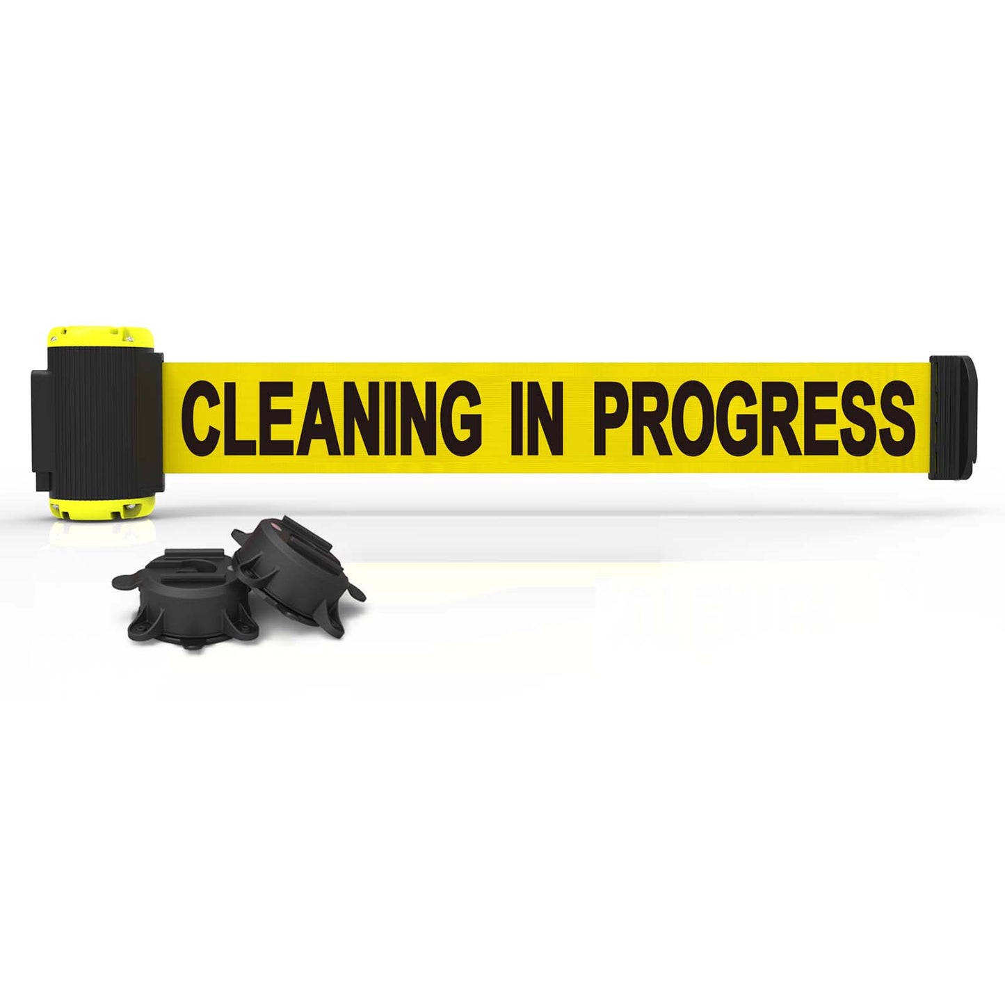 Banner Stakes MH7004 7' Magnetic Wall Mount - Yellow "Cleaning in Progress" Banner