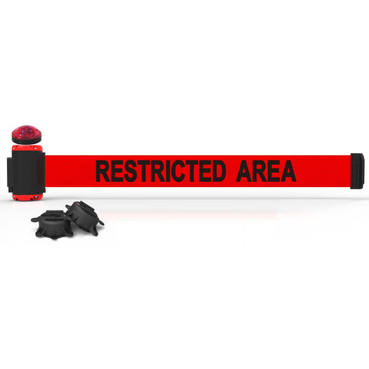 Banner Stakes MH7007L 7' Magnetic Wall Mount with Light Kit - Red "Restricted Area"