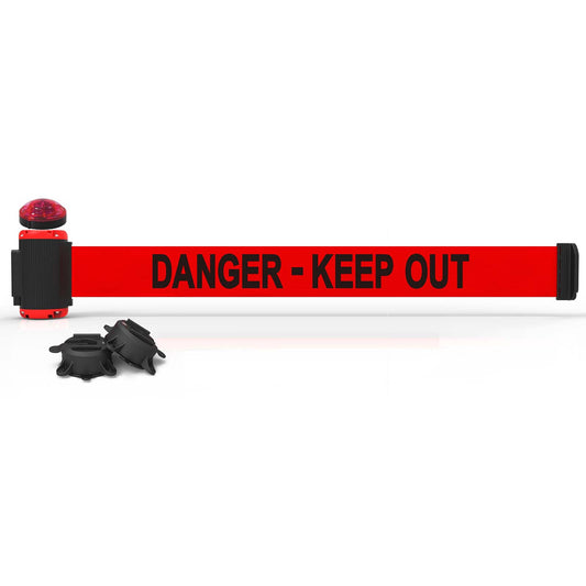 Banner Stakes MH7008L 7' Magnetic Wall Mount with Light Kit - Red "Danger-Keep Out"