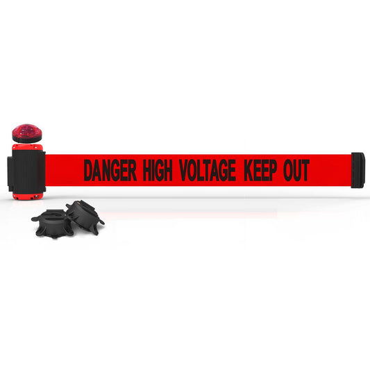 Banner Stakes MH7009L 7' Magnetic Wall Mount with Light Kit - Red "Danger High Voltage Keep Out"