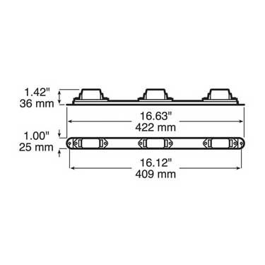 Peterson 107-3R Light Bar, Mini, White, 16.63″X1.42″, Red, Poly Bag