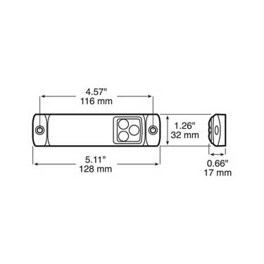 Peterson 1203A-PKD Led Side Marker, Rectangular, Ece, W/ Reflex, 5.11″X1.26″, Multi-Volt, Amber, Bulk Pack