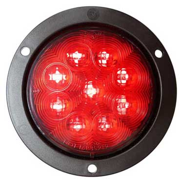 Peterson 1218F-9 Led Ece-Compliant 4″ Round Rear Fog Light, Clear W/ Red Diodes, Flange Mount, Multi-Volt, Poly Bag