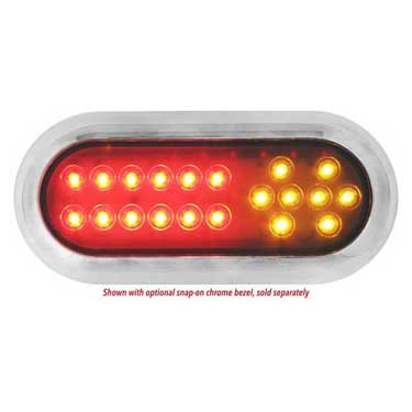 Peterson 1223A-R-MV Led Stop/Turn/Tail, Combination Oval, Ece, W/ Clear Lens Surface-Mount, 7.5″X3.25″ Multi-Volt, Amber + Red, Bulk Pack