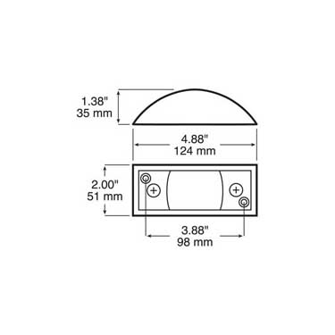 Peterson 124A Incandescent Marker/ Clearance, Pc-Rated, Rectangular, Die Cast, 4.88″X2″, Amber, Poly Bag