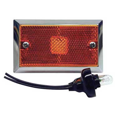 Peterson M125A Incandescent Marker/ Clearance, P2, Rectangular, Chrome, 3.75″X2.25″, Amber, Bulk Pack