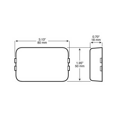 Peterson 127R Incandescent Marker/ Clearance, P2, Rectangular, Replacement, 3″X1.94″, Red, Poly Bag