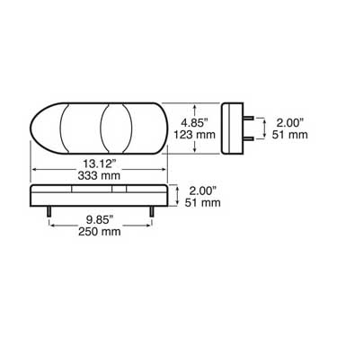 Peterson 1288 Led Rear Cluster Light Oblong, Ece, Stud-Mount, Multi-Volt, 13.12″X4.85″, Bulk Pack