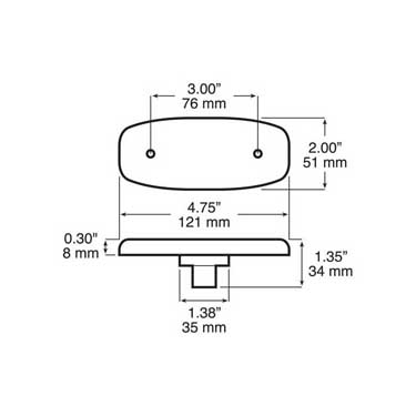 Peterson 133A Led Marker/ Clearance, P2, Oval, 4.57″X2, Amber, Poly Bag