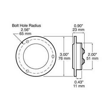 Peterson 190FR Led Marker/ Clearance, Round, Reflex Flange 2″ 12V, Red, Poly Bag