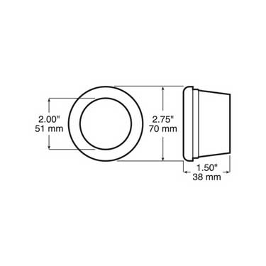 Peterson 146-182 Grommet, Round, Closed Black, 2″, Poly Bag