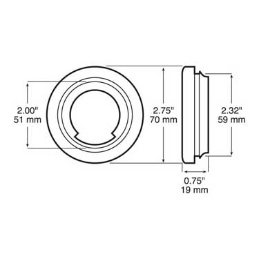 Peterson 146-18 Grommet, Round, Open Back, 2″, Poly Bag