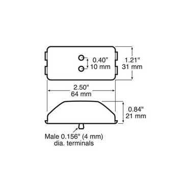 Peterson 153R Led Marker/ Clearance, P2, Rectangular, 2.50″X1.21″, Red, Poly Bag