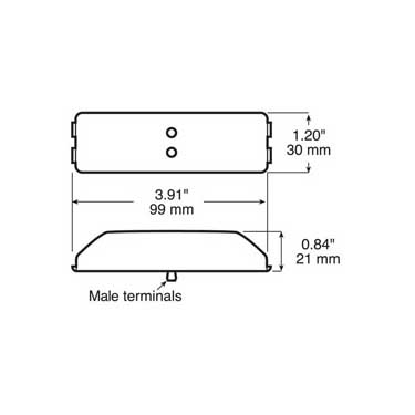 Peterson 154A-R Incandescent Marker/ Clearance, P2, Rectangular, Amber + Red, Poly Bag