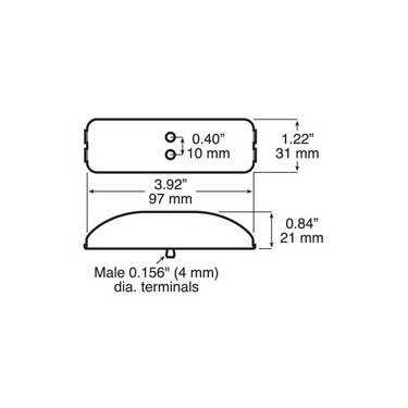 Peterson 161R Led Marker/ Clearance, P2, Rectangular, 4″X1.25″, Red, Poly Bag