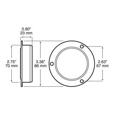 Peterson M175FR Led Marker/ Clearance, P2, Round, Flange, W/ Reflex, 2.5″, Red, Bulk Pack