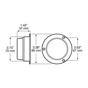 Peterson M192SR Led Marker/ Clearance, P2, Round, Amp, W/ Side Marker Flange, 2.5″, Red, Bulk Pack