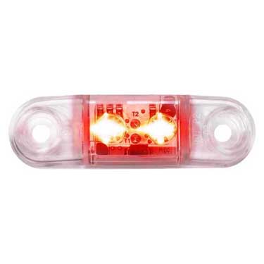 Peterson M168CR-BT2 Led Marker/ Clearance, P2, Oblong, Clear Lens .180 Bullets, 2.6″X0.75″, Red, Clear Lens, Bulk Pack