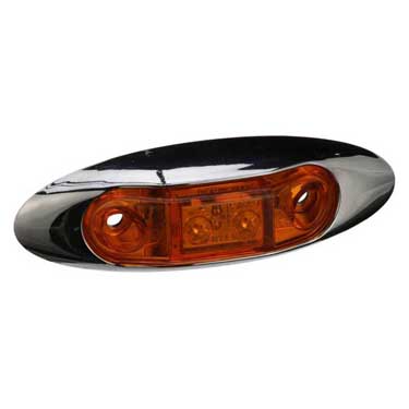 Peterson 168XA-MV Led Marker/ Clearance, Oblong, W/ Chrome Bezel, 3.95″X1.35″, Multi-Volt, Amber, Poly Bag