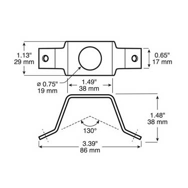 Peterson 176-093 Bracket, Dot Light, Radius Corner, Poly Bag