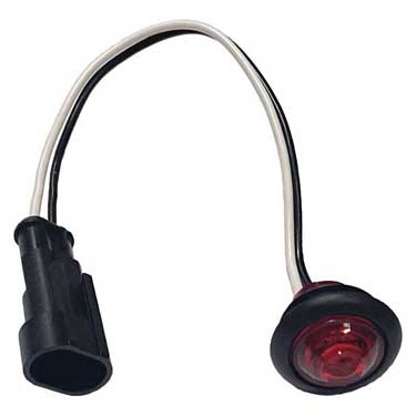 Peterson M177R-AMP Led Marker/ Clearance, Pc-Rated Round, W/ Amp Connector 0.75”, Red, Bulk Pack