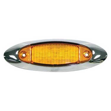 Peterson 178XA-MV Led Marker/ Clearance, Oblong, W/ Chrome Bracket, 4.75″X 1.50″, Multi-Volt, Amber, Poly Bag