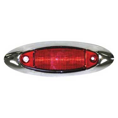 Peterson 178XR-MV Led Marker/ Clearance, Oblong, W/ Chrome Bracket, 4.75″X 1.50″, Multi-Volt, Red, Poly Bag