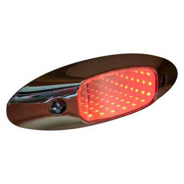 Peterson 179R Led Auxiliary, Oval, W/ Chrome Bezel, 6.45″X2.16″, Red, Poly Bag