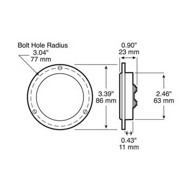 Peterson 189FA Led Marker/ Clearance, Round, Reflex Flange 2.5″ 12V, Amber, Poly Bag