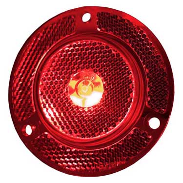 Peterson M190FR-AMP Led Marker/ Clearance, P2, Round, Amp, Reflex, W/ Flange, 2″, Red, Bulk Pack