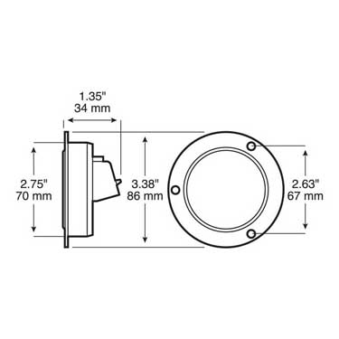 Peterson 192FR Led Marker/ Clearance, P2, Round, Amp, W/ Flange, 2.5″, Red, Poly Bag