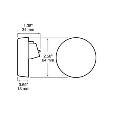 Peterson M173R-AMP Led Marker/ Clearance, P2, Round, Amp Housing W/ Reflex, 2.5″, Red, Bulk Pack