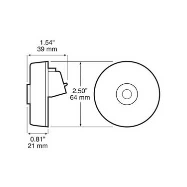 Peterson M233R Led Marker/ Clearance, Pc-Rated, Round, W/ Auxiliary Function, 2.5″, Red, Bulk Pack