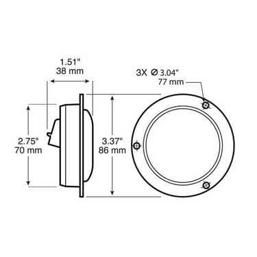 Peterson M233FA Led Marker/ Clearance, Pc-Rated Round, Flange-Mount 3 Wire W/ Auxiliary Function 2.5″, Amber, Bulk Pack