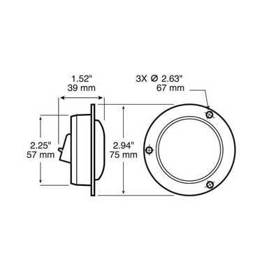 Peterson M199FR-AMP Led Marker/ Clearance, Pc-Rated, Round, Amp, W/ Flange, 2″, Red, Bulk Pack