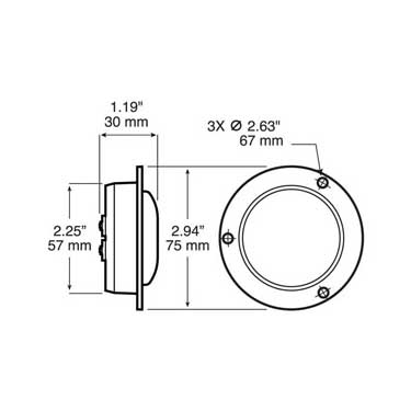 Peterson M199FA Led Marker/ Clearance, Pc-Rated, Round, Flange, 2.0″, Amber, Bulk Pack