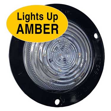 Peterson M233FCA Led Marker/ Clearance, Pc-Rated Round, Flange-Mount Clear Lens 3 Wire W/ Auxiliary Function, Amber, Clear Lens, Bulk Pack