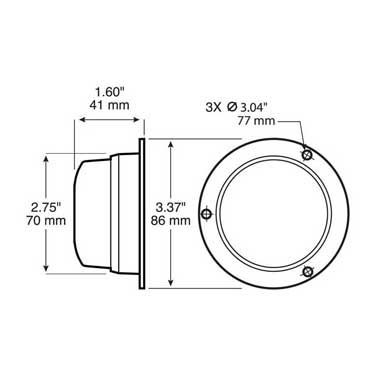 Peterson M163SA Led Marker/ Clearance, Pc-Rated, Round, Side Marker Flange, 2.5″, Amber, Bulk Pack