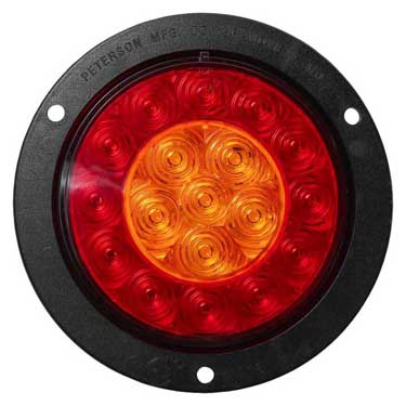 Peterson 2218A-R Led Stop/Turn/Tail, Light, Round, Ece, Flange-Mount 4″ Multi-Volt, Amber + Red, Bulk Pack