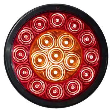 Peterson 2219A-R Led Stop/Turn/Tail, Light, Round, Ece, Stud Mount 4″ Multi-Volt, Amber + Red, Bulk Pack