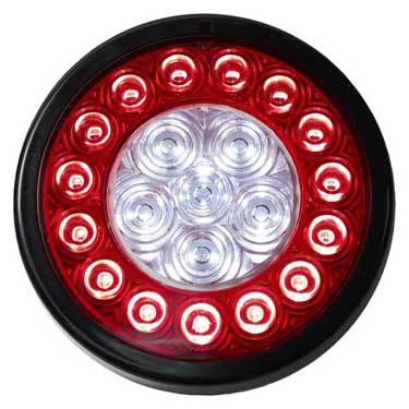 Peterson 2219F-C Led Rear Fog & Reverse Light Round, Ece, Stud-Mount, 4″ Multi-Volt, Red + White, Bulk Pack