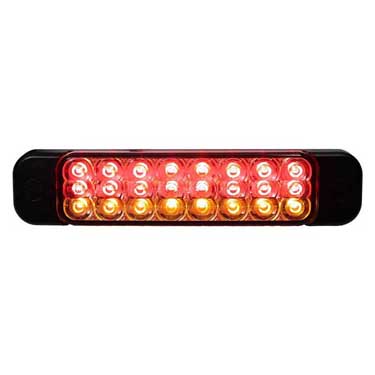 Peterson 2291A-R Led Stop/ Rear Turn/ Tail, Rectangular, Amber/Red, Ece, 24-Diode, 8.82″ X 1.89″, Amber + Red, Poly Bag