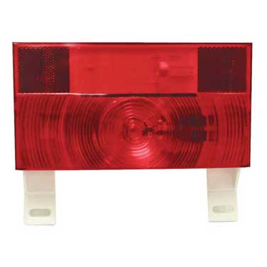 Peterson V25913 Incandescent Stop/Turn/Tail, Rectangular, Rv W/ Reflex W/ License Light & Bracket 8.5625″X4.625″, Red + White, Viz Pack