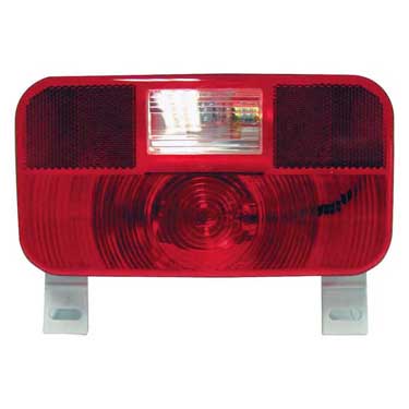 Peterson V25924 Incandescent Stop/Turn/Tail, Rectangular, Rv W/ Reflex W/ License Light & Bracket & Back-Up 8.5625″X4.625″, Red + White, Viz Pack