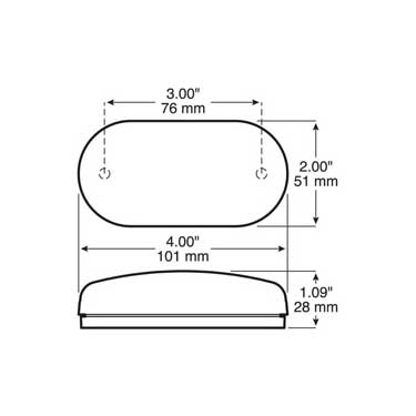 Peterson V35R Led Marker/Clearance Pc-Rated, Oval 4.125″X2″ Red