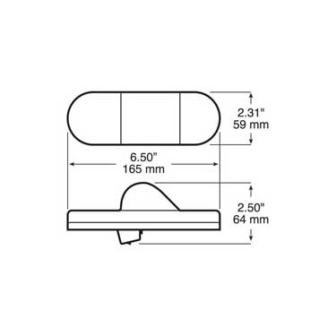 Peterson 350A-P Led Mid-Turn/ Side Marker, Oval, Adapter Plug, 6.50″X2.25″, Amber, Poly Bag