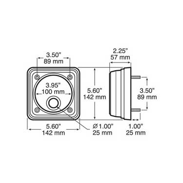 Peterson 417-1 Bracket, Surface Mount, Square, Single Light, 5.6″X5.6″, Poly Bag