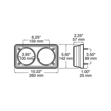 Peterson 417-2 Bracket, Surface Mount, Rectangular, Double Light, 10.22″X5.6″, Poly Bag