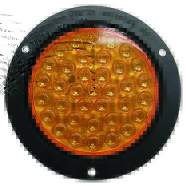 Peterson 866SAF-1 Piranha® 36-Diode Led 4″ Round Strobe & Rear Turn Signal W/Sync, Multi-Volt, Amber, Flange Mount, Curbside High, Poly Pack