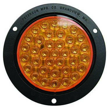 Peterson M866SAF-1 Piranha® 36-Diode Led 4″ Round Strobe & Rear Turn Signal W/Sync, Multi-Volt, Amber, Flange Mount, Curbside High, Bulk Pack